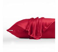 DISANGNI Fodera per Cuscino in 100% Seta di Gelso Naturale, 22 Momme, Doppia Faccia, con Cerniera Invisibile - Protezione per Capelli e Pelle (1 pz 50x75 cm rosso)
