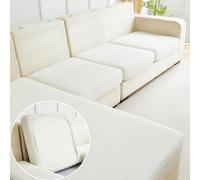 Disayu Magic - Copridivano universale resistente all'usura, lavabile, a forma di L, elasticizzato, per divani componibili (bianco testurizzato, coprisedile singolo extra large)