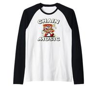 Disc Golf Chain Music Retro Basket Mascot Maglia con Maniche Raglan