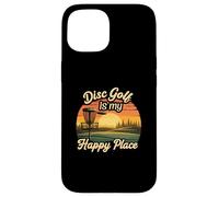 Disc Golf My Happy Place Sunset Frolf Player Custodia per iPhone 15