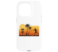 Disc Golf Tropical Sunset Palm Trees Beach Graphic Custodia per iPhone 15 Pro