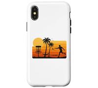 Disc Golf Tropical Sunset Palm Trees Beach Graphic Custodia per iPhone X/XS