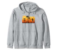Disc Golf Tropical Sunset Palm Trees Beach Graphic Felpa con Cappuccio