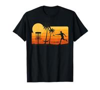 Disc Golf Tropical Sunset Palm Trees Beach Graphic Maglietta