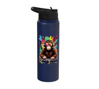 Disc Jockey Monkey & Occhiali da sole, EDM, Giradischi, DJ e DJ Stainless Steel Insulated Water Bottle
