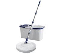 Disc Mop, set di mocio doppio secchio con strizzatore e mocio girevole, separazione dello sporco, acqua, risparmio idrico e protegge la schiena, per ufficio e casa