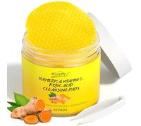 Dischetti Detergenti All'acido Cogico Alla Curcuma per il Viso 60 Pezzi, Dischetti Esfolianti Alla Curcuma, Dischetti Esfolianti alla Vitamina C per il Viso, Uniformano il Tono della Pelle