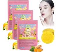 Dischetti di curcuma e acido cogico, dischetti schiumogeni esfolianti alla curcuma, esfolianti, sblocca i pori, dischetti detergenti alla curcuma per il viso, spugne per la pulizia del (3borsa)