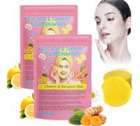 Dischetti di curcuma e acido cogico, dischetti schiumogeni esfolianti alla curcuma, esfolianti, sblocca i pori, dischetti detergenti alla curcuma per il viso, spugne per la pulizia del (2borsa)