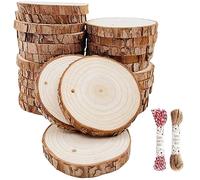Dischetti Legno Grezzo Diametro 7-8cm 30 Pz Naturale Decorazioni Fette Dischetti Grezzo Rotondo Con 10m Corda Iuta Fai da Te Natale Feste Matrimonio Segnaposto