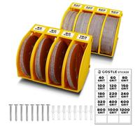 Dischi abrasivi professionali da 12,7 cm, set di 8 contenitori per un'organizzazione efficiente, connessione a scatto offset, classificazione della grana, design salvaspazio e applicazione versatile,