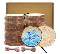 Dischi di Legno con foro Dischetti Legno 8-9 cm 22 pz da Decorare, con 2 corde da 10 m