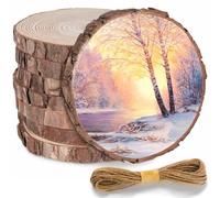 Dischi di Legno Naturale, 8 Pezzi, 14-15 cm, Diametro 10 mm, per Fai Da Te, Rotondi, Con Spago, di Pino, Senza Foro per Decorazioni Natalizie, Sottobicchieri