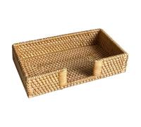 Dischi di viti Scatola portaoggetti intrecciata e vassoio da portata naturale, diverse dimensioni, for l'organizzazione della sala da pranzo e l'arredamento della casa(24x14x5.5cm)