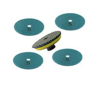 Dischi diamantati, 5 pezzi + supporto M14 4" Premium Qulity diamante rotondo flessibile lucidatura a secco disco abrasivo for marmo pietra vetro macinazione(55555M14)