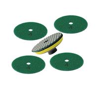 Dischi diamantati, 5 pezzi + supporto M14 4" Premium Qulity diamante rotondo flessibile lucidatura a secco disco abrasivo for marmo pietra vetro macinazione(44444M14)