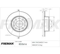 Dischi freno AUDI A3 1.2 TSI BD-5616 (1 set-1 pezzo)