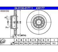 Dischi freno AUDI A8 D2 S8 24.0130-0177.1 (1 pezzo)