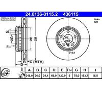 Dischi freno BMW 5 Gran Turismo (F07) 535 i 24.0136-0115.2