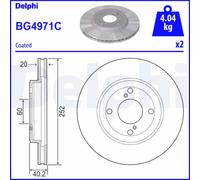 Dischi freno DELPHI BG4971C anteriore, ventilato, 2 Pezzo