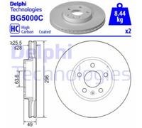 Dischi freno DELPHI BG5000C anteriore, ventilato, altamente carbonizzato, 2 Pezzo