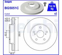 Dischi freno DELPHI BG5051C anteriore, ventilato, 2 Pezzo