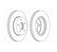 Dischi freno FERODO DDF1184C anteriore, ventilato, 2 Pezzo