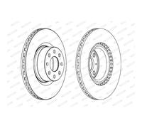 Dischi freno FERODO DDF1298C anteriore, ventilato, 2 Pezzo