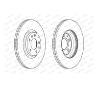 Dischi freno FERODO DDF1880C anteriore, ventilato, 2 Pezzo