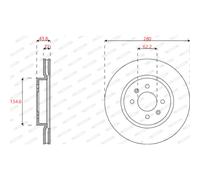 Dischi freno FERODO DDF2819C anteriore, ventilato, 2 Pezzo