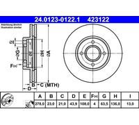 Disco freno FORD B-MAX 1.0 24.0123-0122.1 (1 pz)