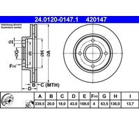 Dischi freno FORD ESCORT V 1.3 24.0120-0147.1 (1 pezzo)