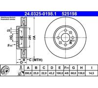 Disco freno OPEL ASTRA H 1.4 24.0325-0198.1 (1 pz)