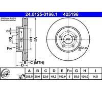 Dischi freno TOYOTA PRIUS 1.8 Plug-in Hybrid 24.0125-0196.1