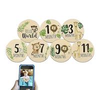 Dischi in legno mensili, biglietti di annuncio per bambini, cartello per il viaggio di gravidanza, dischi rotondi su entrambi i lati per foto per baby shower e baby