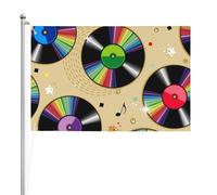 Dischi in vinile,Bandiera da giardino, bandiera decorativa da cortile, bandiera bifacciale, 2x3 piedi, per esterni e interni