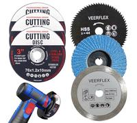 Dischi lamellari, 6 dischi da taglio sottili in acciaio inossidabile, 76 x 1,2 x 10 mm, per smerigliatrice angolare, set di ruote per taglio metallo, pietra, legno, plastica