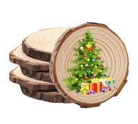 Dischi Legno Grezzo, 6 Pezzi Dischetti Legno Grezzo Legno Da Decorare Diametro 18-20cm, Cerchi Legno Tondo Grezzi Senza Buco, Fette Di Legno Con Corteccia per Fai Da Te, Matrimoni, Natale Decorazioni