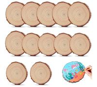 Dischi legno naturale 12 pezzi per decorazioni fai da te, 11-13 cm dischetti rotondi in legno grezzo per pittura, scrittura, decorazioni rustiche matrimonio e Natale