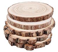 Dischi Legno Senza Buco Diametro 18-20cm 5 Pz Naturale da Decorare Natale Fai da Te Segnaposto Adatti per Pirografo, Intagliare, Disegnare