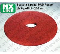 Dischi Pad 8 - 203 mm MX LINE Rosso, Made in EU per lavapavimenti e monospazzole