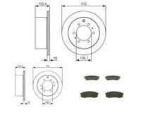Dischi Pastiglie POSTERIORE BOSCH (312mm) per TOYOTA LAND CRUISER 80, LAND