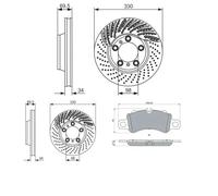 Dischi Pastiglie POSTERIORE BOSCH (329.5mm) per PORSCHE 911, 718 CAYMAN III,