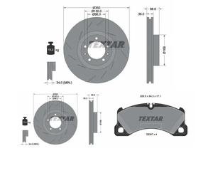 Dischi Pastiglie POSTERIORE TEXTAR (360mm) per PORSCHE PANAMERA I 2009-2016