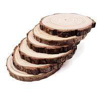 Dischi tondi naturali fette di legno rustiche 6 pezzi 16-17 cm kit di legno non finito cerchi artigianato fette di albero con dischi di corteccia per arti fai da te e ornamenti natalizi di nozze