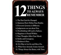 Discipline Targa in metallo con scritta in lingua inglese "12 Things To Always Rememer", in stile retrò, per bar, bar, palestra, soggiorno, bagno, cucina, decorazione da parete, idea regalo, 20 x 30