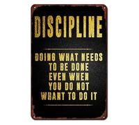 Discipline Targa in metallo con scritta in lingua inglese "Doing What Needs To Be Done Even When You Do Not Whant To Do It", poster motivazionale retrò, per bar, palestra, casa, bagno, cucina