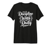 Discipline Wins Daily Inspirational Motivation Typography Maglietta Premium