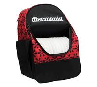 Discmania Fanatic Go - Zaino per dischi da golf, contenitore principale per 13-18 dischi e tasca profonda per putter, portabottiglie da 950 g, borsa da golf resistente all'acqua (rosso)