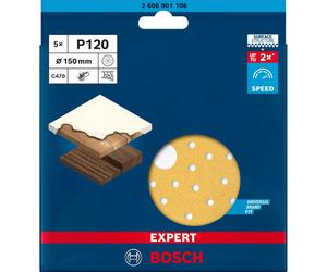 Disco abrasivo multiforo C470 K120 5 pz Ø 150mm Bosch Expert